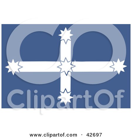 Clipart Illustration of a Blue And White Southern Cross Eureka Flag by Dennis Holmes Designs