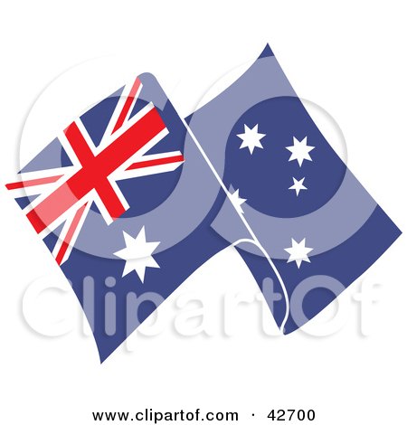 Clipart Illustration of a Waving Flag Of Australia by Dennis Holmes Designs