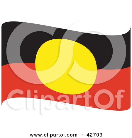 Clipart Illustration of a Red, Black And Yellow Waving Australian Aboriginal Flag by Dennis Holmes Designs