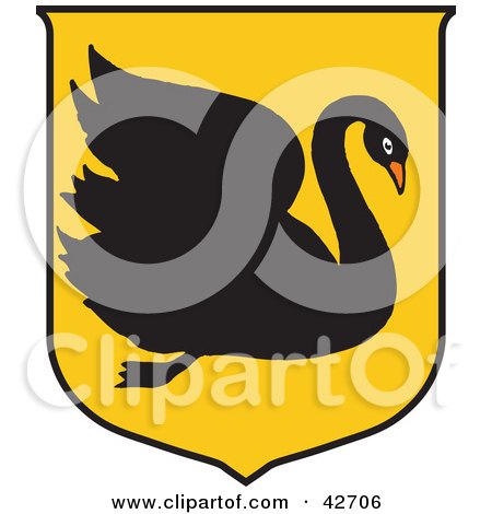 Clipart Illustration of a Black Swan Australian Coat Of Arms by Dennis Holmes Designs