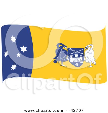 Clipart Illustration of a Blue, Yellow And White Waving Flag Of The Australian Capital Territory by Dennis Holmes Designs