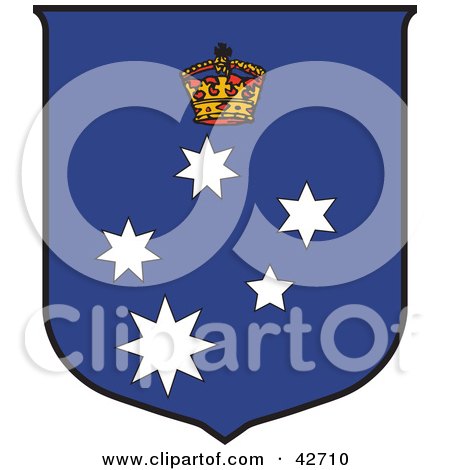 Clipart Illustration of a Coat Of Arms With The Coat Of Arms For Victoria, Australia, With A Crown And Southern Cross Stars by Dennis Holmes Designs