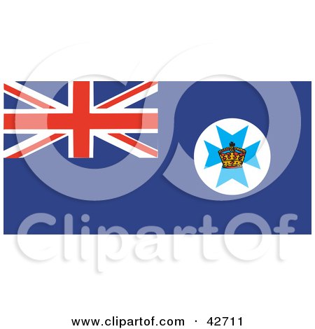 Clipart Illustration of a Queensland Flag With A Crown On The Maltese Cross by Dennis Holmes Designs