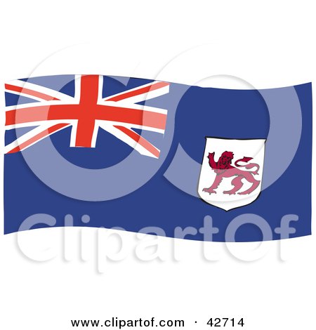 Clipart Illustration of a Blue Waving Tasmania Flag With A Red Lion by Dennis Holmes Designs