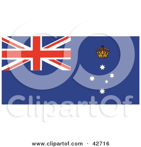 Clipart Illustration of a Red, White And Blue Flag Of Victoria With The Southern Cross Stars And Crown by Dennis Holmes Designs