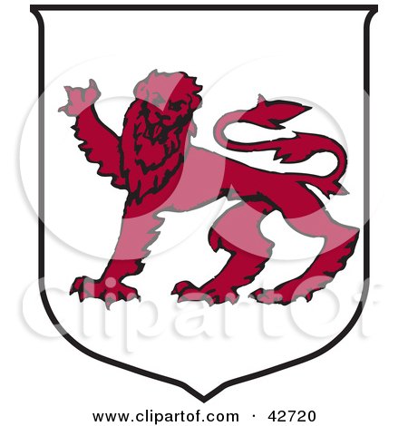 Clipart Illustration of a Tasmania Coat Of Arms With A Red Lion by Dennis Holmes Designs