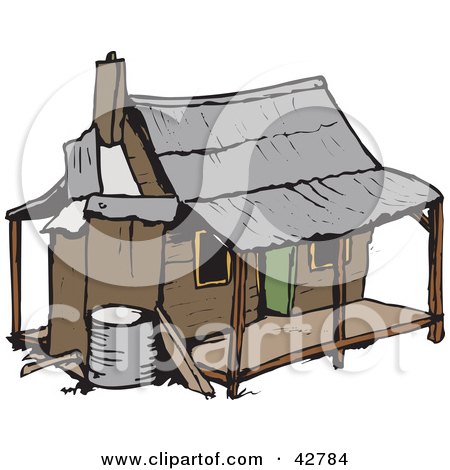 Clipart Illustration of a Brown One Story Home by Dennis Holmes Designs