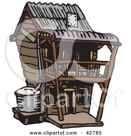 Clipart Illustration of a Two Story Wooden House by Dennis Holmes Designs