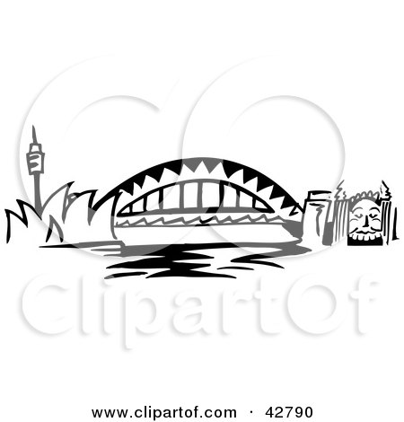 Clipart Illustration of The Arched Sydney Harbour Bridge, Australia by Dennis Holmes Designs