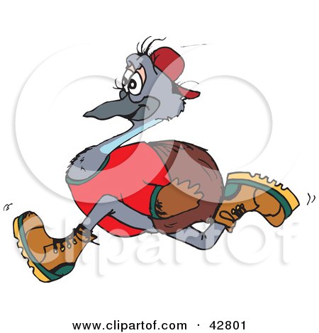 Clipart Illustration of a Running Emu Bird in Profile by Dennis Holmes Designs