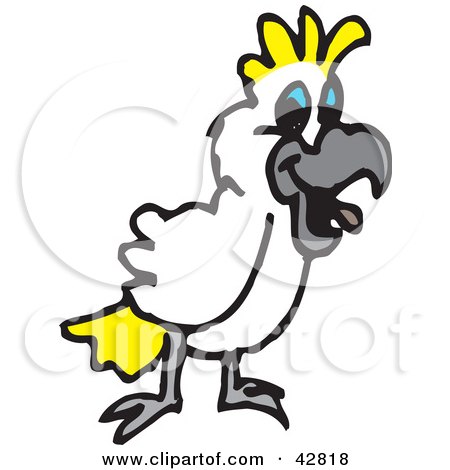 Clipart Illustration of a Happy White And Yellow Cockatoo Bird  by Dennis Holmes Designs
