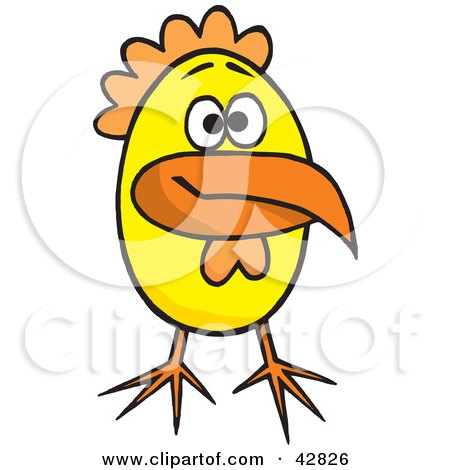 Clipart Illustration of a Long Beaked Yellow Chick by Dennis Holmes Designs