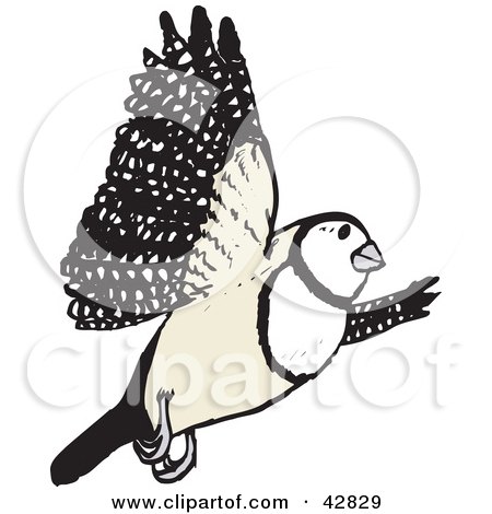 Clipart Illustration of a Double Bar Finch Bird In Flight by Dennis Holmes Designs