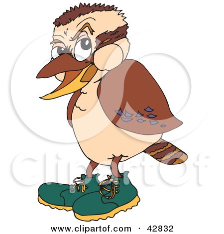 Clipart Illustration of a Kookaburra Bird Wearing Green Shoes by Dennis Holmes Designs