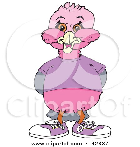 Clipart Illustration of a Galah Cockatoo In Clothes, Standing With Its Arms Behind Its Back by Dennis Holmes Designs