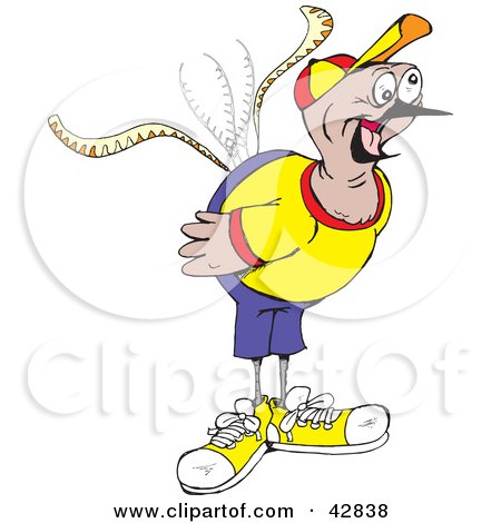 Clipart Illustration of a Silly Lyre Bird in Clothes by Dennis Holmes Designs