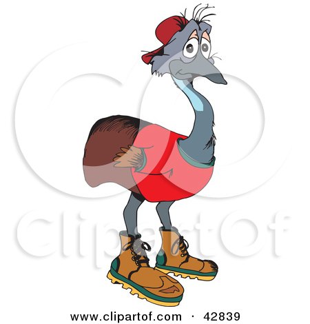 Clipart Illustration of a Depressed Emu Bird In Clothes by Dennis Holmes Designs