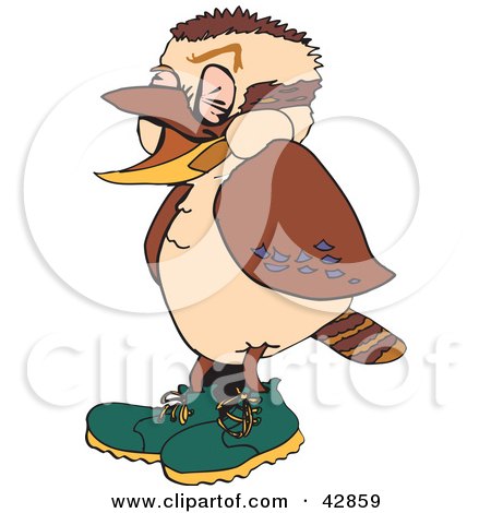 Clipart Illustration of a Laughing Kookaburra Bird Wearing Shoes by Dennis Holmes Designs