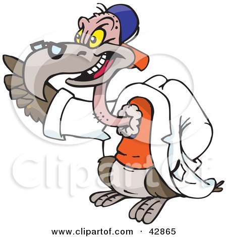 Clipart Illustration of a Professor Vulture Pointing by Dennis Holmes Designs