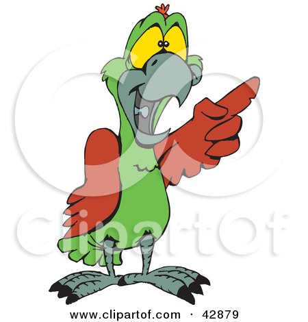 Clipart Illustration of a Green And Red Male Eclectus Parrot Laughing And Pointing by Dennis Holmes Designs
