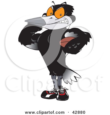 Clipart Illustration of a Masculine Magpie Flexing His Muscles by Dennis Holmes Designs