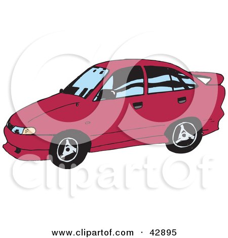 Clipart Illustration of a Pink Sports Car by Dennis Holmes Designs