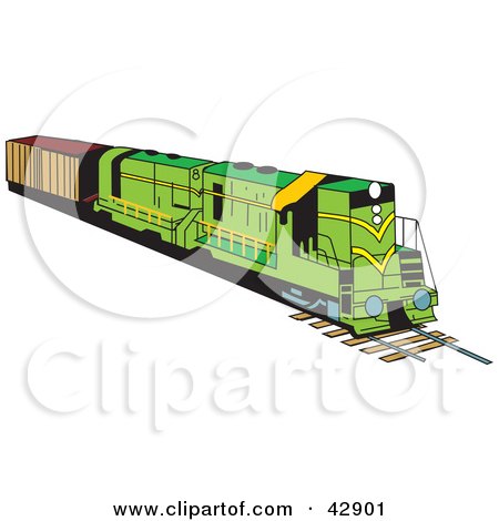 Clipart Illustration of a Green Industrial Train by Dennis Holmes Designs