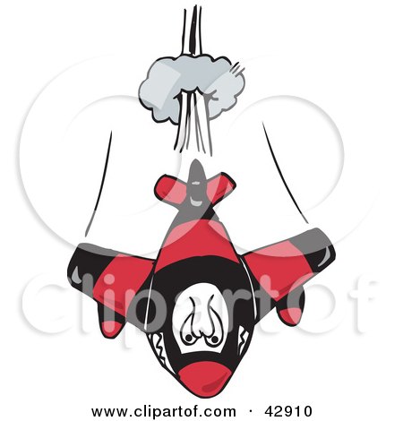 Clipart Illustration of a Tough Black And Red Jet Shooting Through The Sky by Dennis Holmes Designs