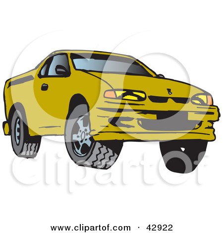 Clipart Illustration of a Green Ute Vehicle by Dennis Holmes Designs