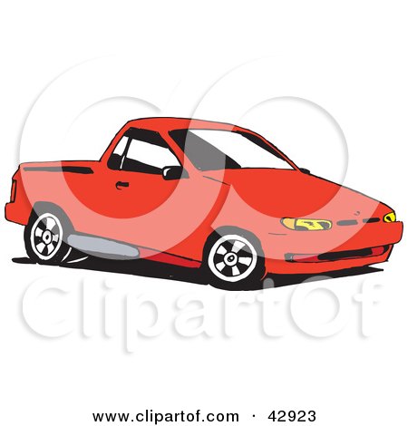 Clipart Illustration of a Red Ute Vehicle by Dennis Holmes Designs
