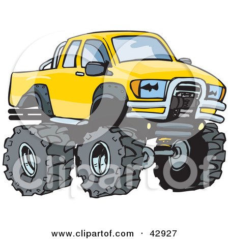 Clipart Illustration of a Tough Big Yellow Toyota Truck by Dennis Holmes Designs