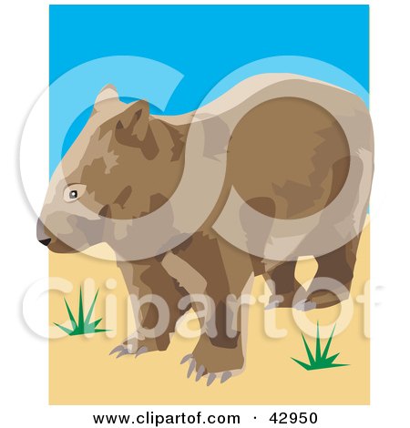 Clipart Illustration of a Wild Brown Wombat by Dennis Holmes Designs