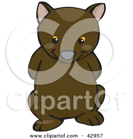 Clipart Illustration of a Cute And Shy Wombat With His Arms Behind His Back by Dennis Holmes Designs