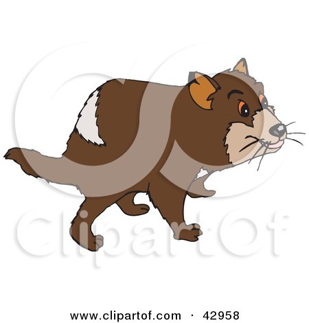 Clipart Illustration of a Curious Brown Tasmanian Devil  by Dennis Holmes Designs