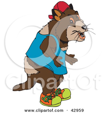 Clipart Illustration of a Tasmanian Devil Standing And Wearing Clothes by Dennis Holmes Designs