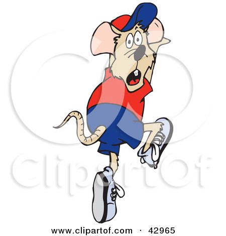 Clipart Illustration of a Scared Mouse Running And Trying To Climb by Dennis Holmes Designs