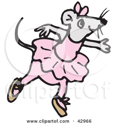 Clipart Illustration of a Ballerina Mouse Dancing by Dennis Holmes Designs