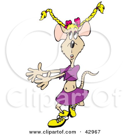 Clipart Illustration of a Confused Mouse With Her Braids Sticking Up by Dennis Holmes Designs