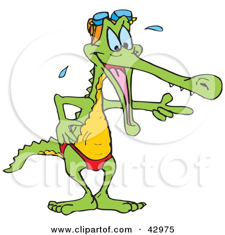 Clipart Illustration of a Laughing Crocodile In Swim Shorts by Dennis Holmes Designs