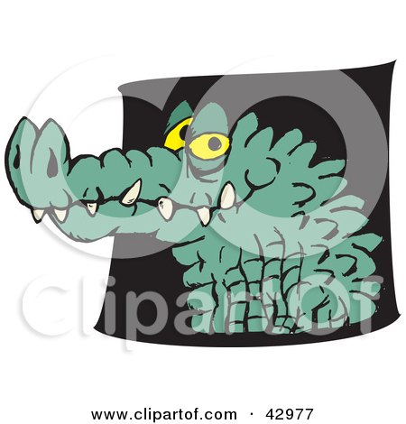 Clipart Illustration of a Grinning Croc Head by Dennis Holmes Designs