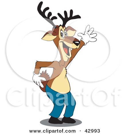 Clipart Illustration of a Friendly Reindeer Waving by Dennis Holmes Designs