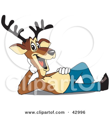 Clipart Illustration of a Happy Reindeer Reclined by Dennis Holmes Designs
