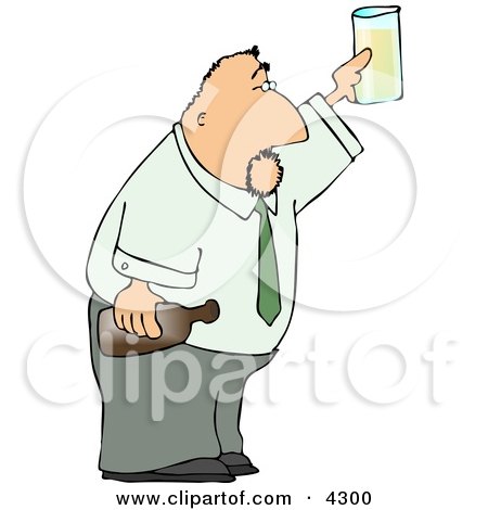Partying Businessman Holding a Glass and Bottle of Beer Clipart by djart