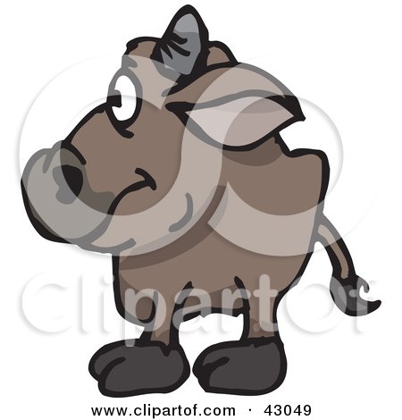 Clipart Illustration of a Wild Brown Bull by Dennis Holmes Designs