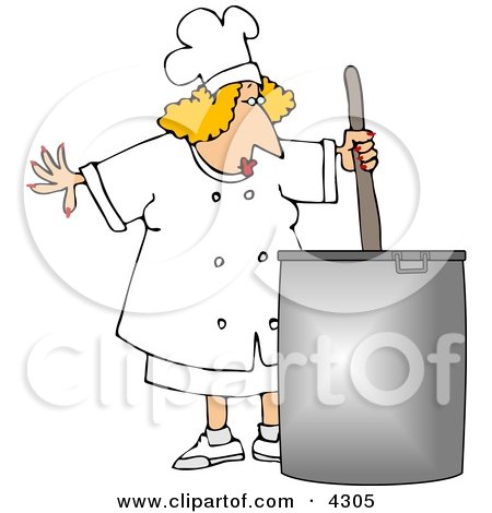 Female Chef Stirring a Pot of Soup Clipart by djart