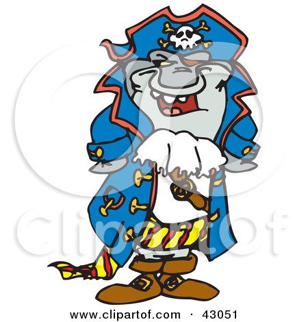 Clipart Illustration of a Laughing Pirate Shark by Dennis Holmes Designs