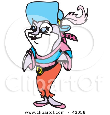 Clipart Illustration of a Female Fish Pirate by Dennis Holmes Designs