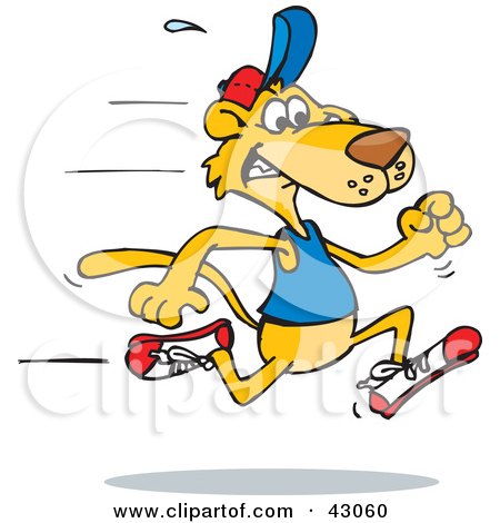 Clipart Illustration of a Fast Mountain Lion Running by Dennis Holmes Designs