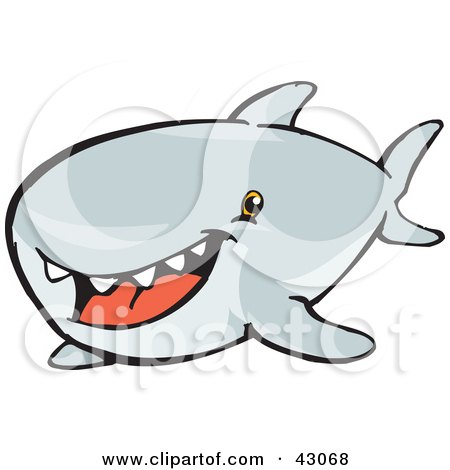 Clipart Illustration of a Cute Toothy Shark by Dennis Holmes Designs