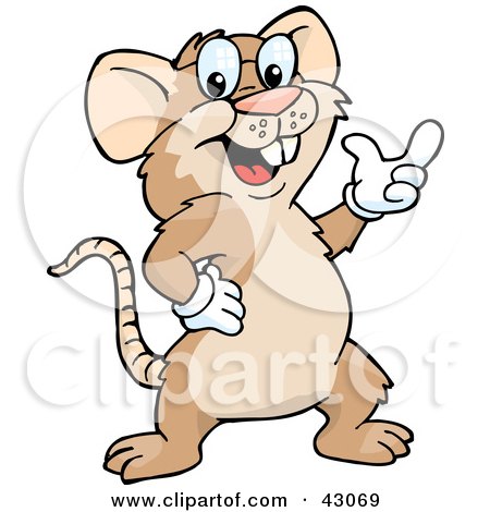 Clipart Illustration of a Friendly Brown Mouse Gesturing With His Hand by Dennis Holmes Designs
